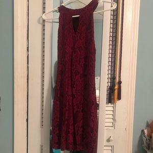 Red Lace Overlay Dress